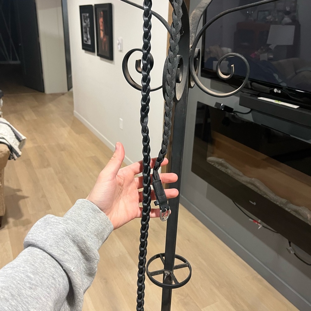Black Braided Leather Belt